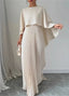 Women’s Wedding Guest Pleated Cape Sleeve Maxi Dress