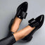 Women's Patent Bow Detail Pointed Toe Slip-On Flat Loafers