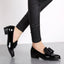 Women's Patent Bow Detail Pointed Toe Slip-On Flat Loafers