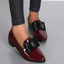 Women's Patent Bow Detail Pointed Toe Slip-On Flat Loafers
