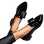 Women's Patent Bow Detail Pointed Toe Slip-On Flat Loafers