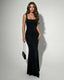 Women's Prom Sequin Square Neck Sleeveless Bodycon Maxi Dress
