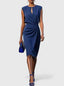 Women's Wedding Guest Keyhole Ruched Sleeveless Midi Dress