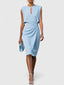 Women's Wedding Guest Keyhole Ruched Sleeveless Midi Dress
