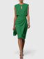 Women's Wedding Guest Keyhole Ruched Sleeveless Midi Dress