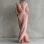 Women's Wedding Guest Wrap V-Neck Long Sleeve Maxi Dress