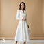 Women’s Formal Long Sleeve Pocket Midi Dress